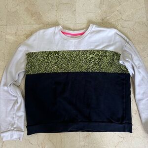 white navy leopard print crewneck